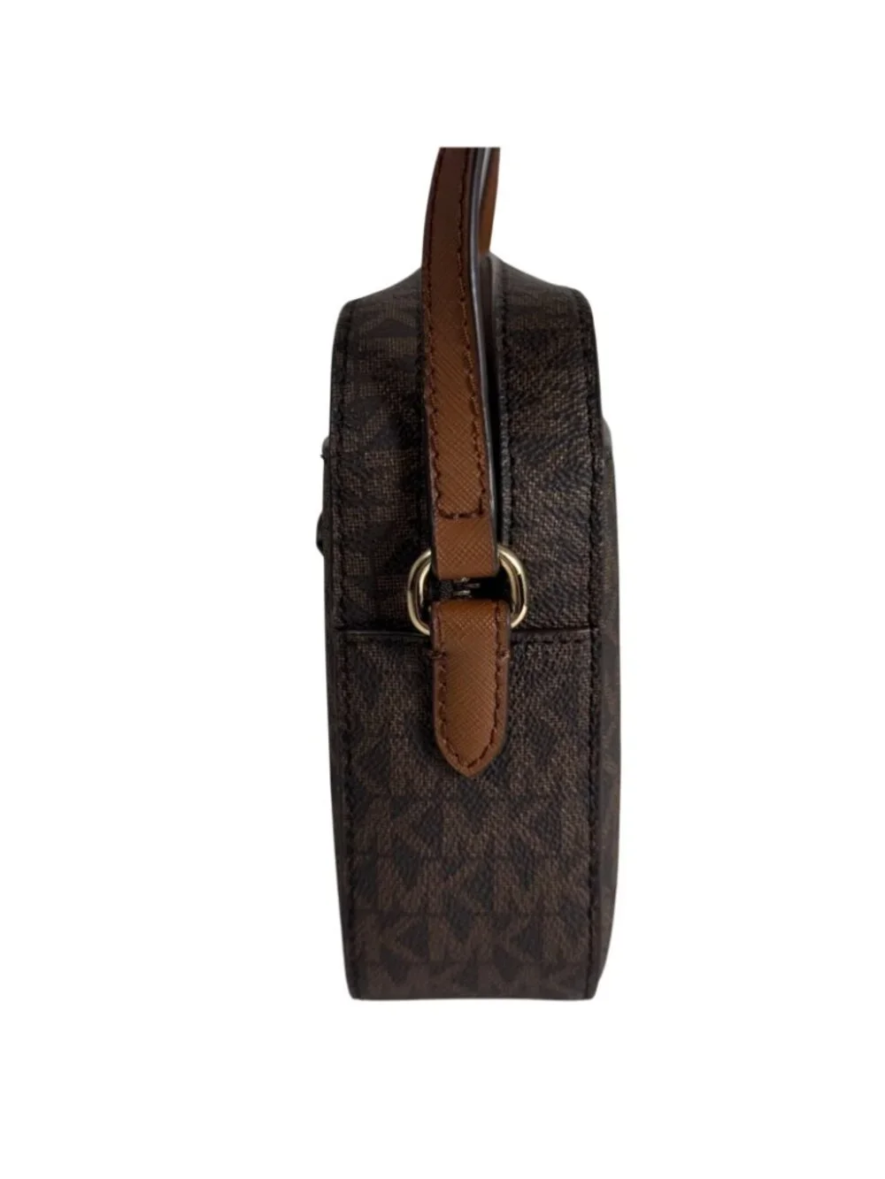 NWT $398 Michael Kors Jet Set Brown Signature Logo PVC Chain Crossbody Bag